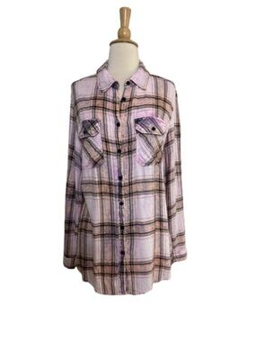 The Nu Vintage Pink and Black Plaid Button-Up Shirt